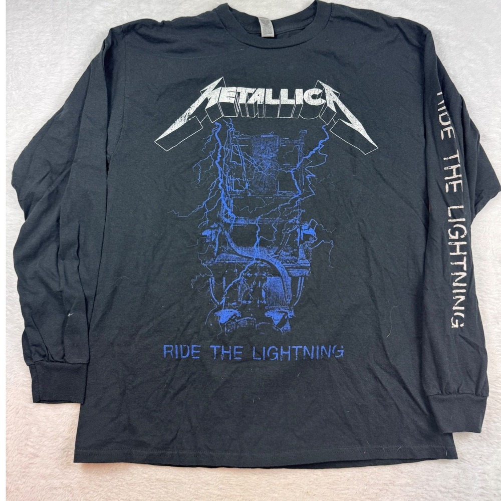 Metallica Ride the Lightning Fade to Black Long Sleeve Shirt Black Large